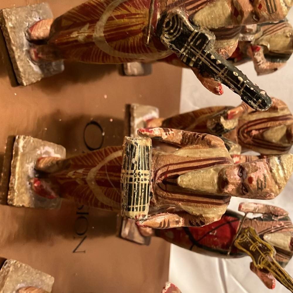 Vintage , hand carved n hand painted wooden 10 pc Egyptian style band each - Picture 8 of 15